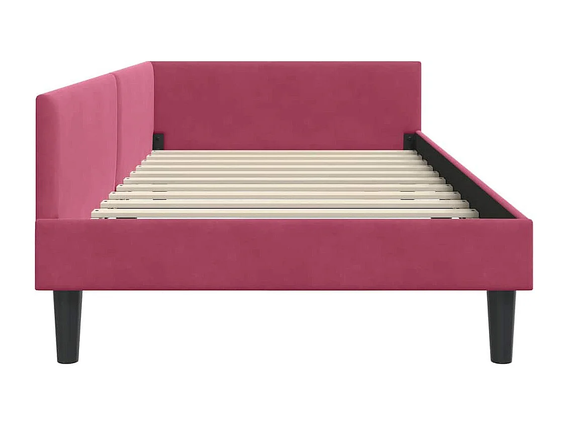 Cadre de lit d'angle Rouge bordeaux 90 x 190 cm