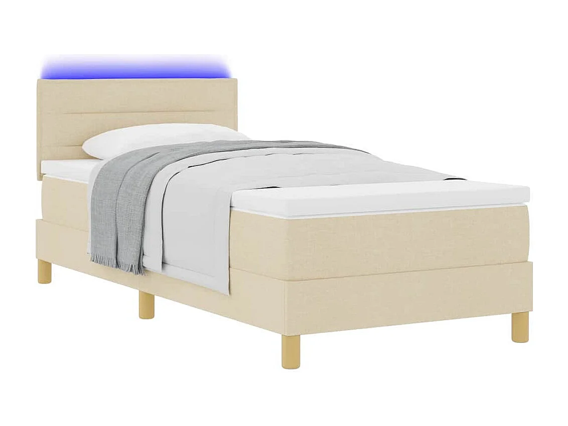 Boxspring bed met matras met hoofdeinde Crème 90 x 190 cm Stof