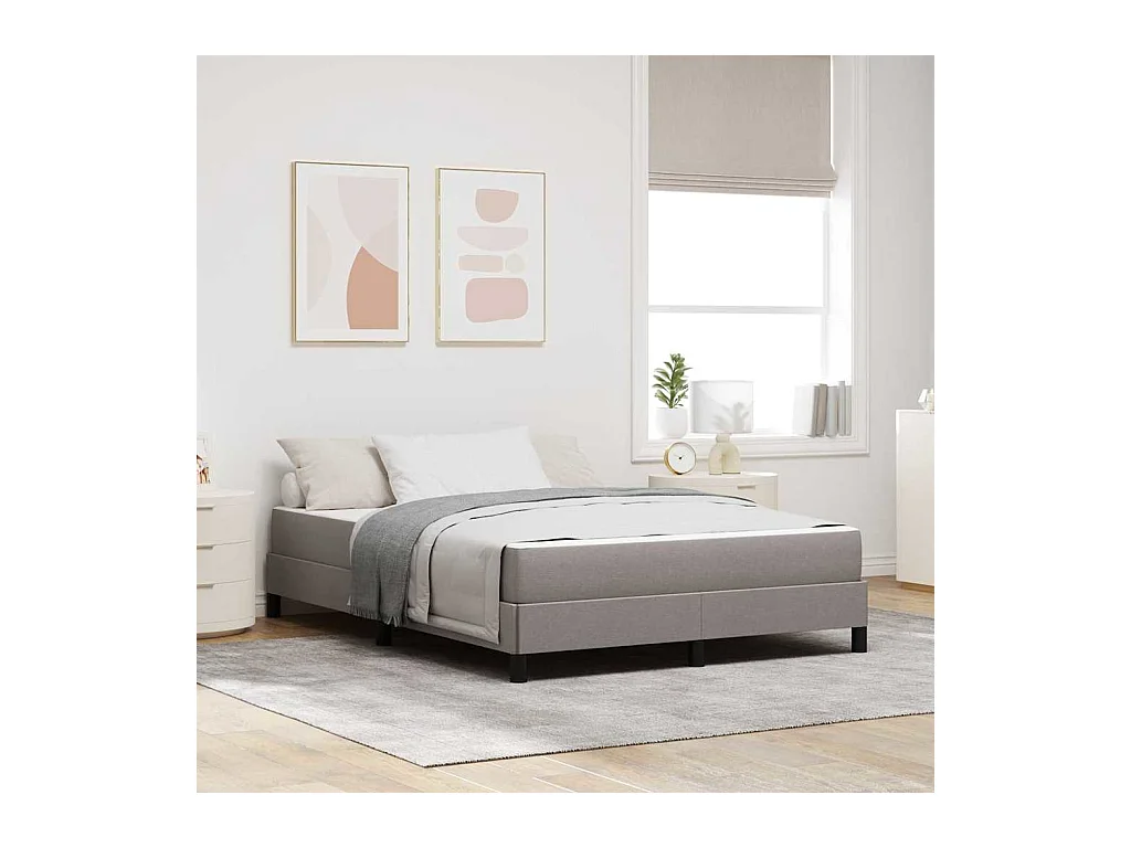 Cadre de lit avec matelas Taupe 160 x 200 cm tissu