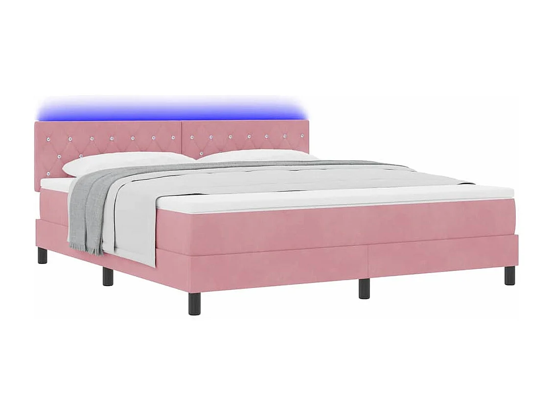 Cama tipo Box Spring con cabecera Rosa 180 x 200 cm Terciopelo