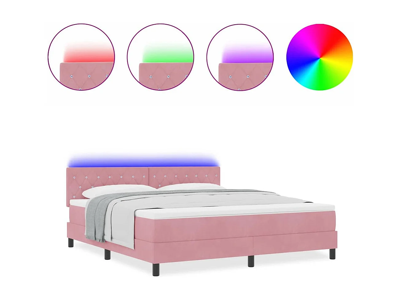 Cama tipo Box Spring con cabecera Rosa 180 x 200 cm Terciopelo