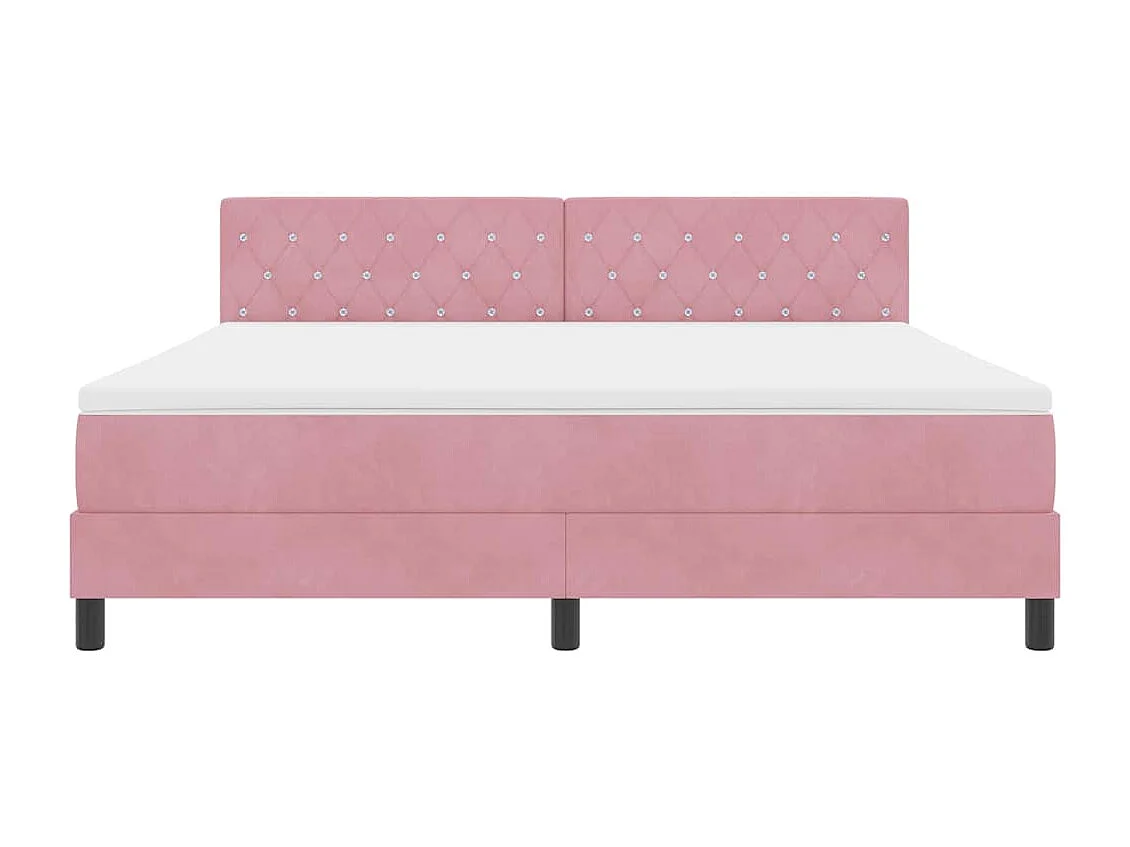Cama tipo Box Spring con cabecera Rosa 180 x 200 cm Terciopelo