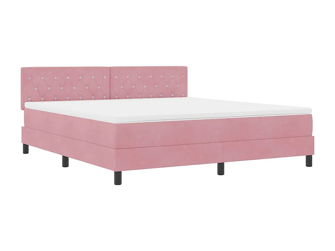 Cama tipo Box Spring con cabecera Rosa 180 x 200 cm Terciopelo