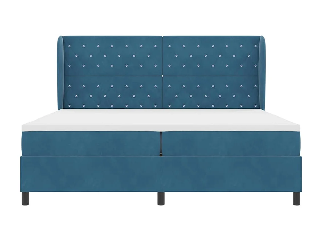 Cadre de lit avec matelas Bleu foncé 200 x 200 cm Velours