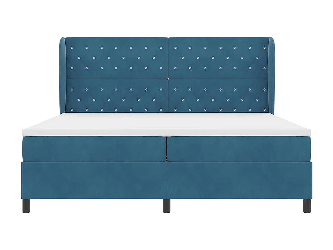 Cadre de lit avec matelas Bleu foncé 200 x 200 cm Velours