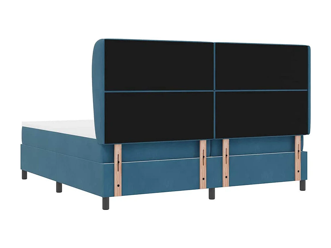 Cadre de lit avec matelas Bleu foncé 200 x 200 cm Velours
