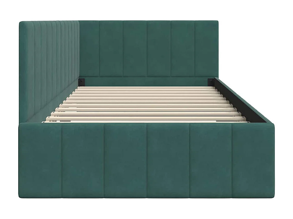 Cadre de lit d'angle Vert foncé 100 x 200 cm Velours