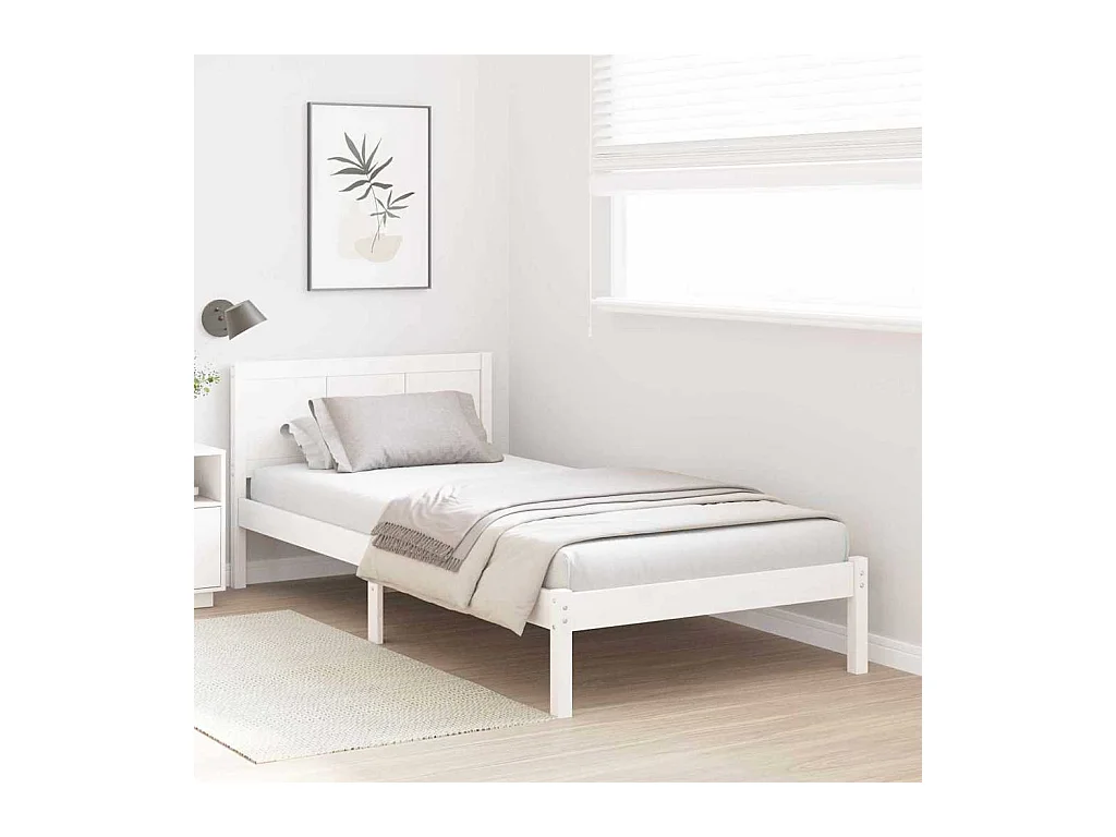 Cadre de lit Blanc 75 x 190 cm Bois de pin massif
