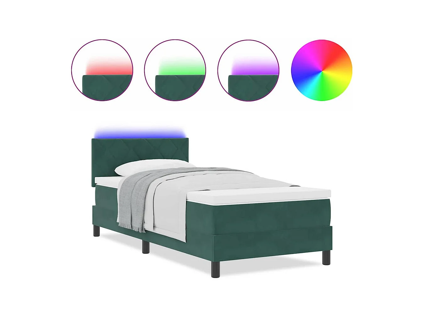 Cama tipo Box Spring Verde oscuro 100 x 200 cm Terciopelo