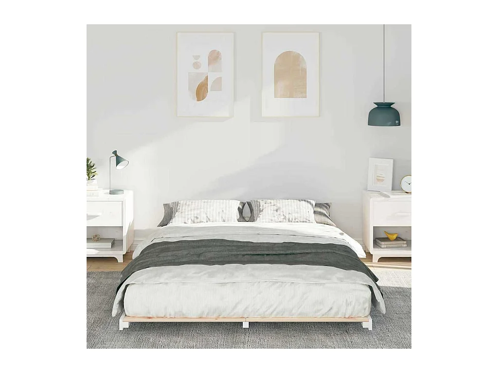 Estructura de cama Blanco 140 x 210 cm Madera maciza de pino