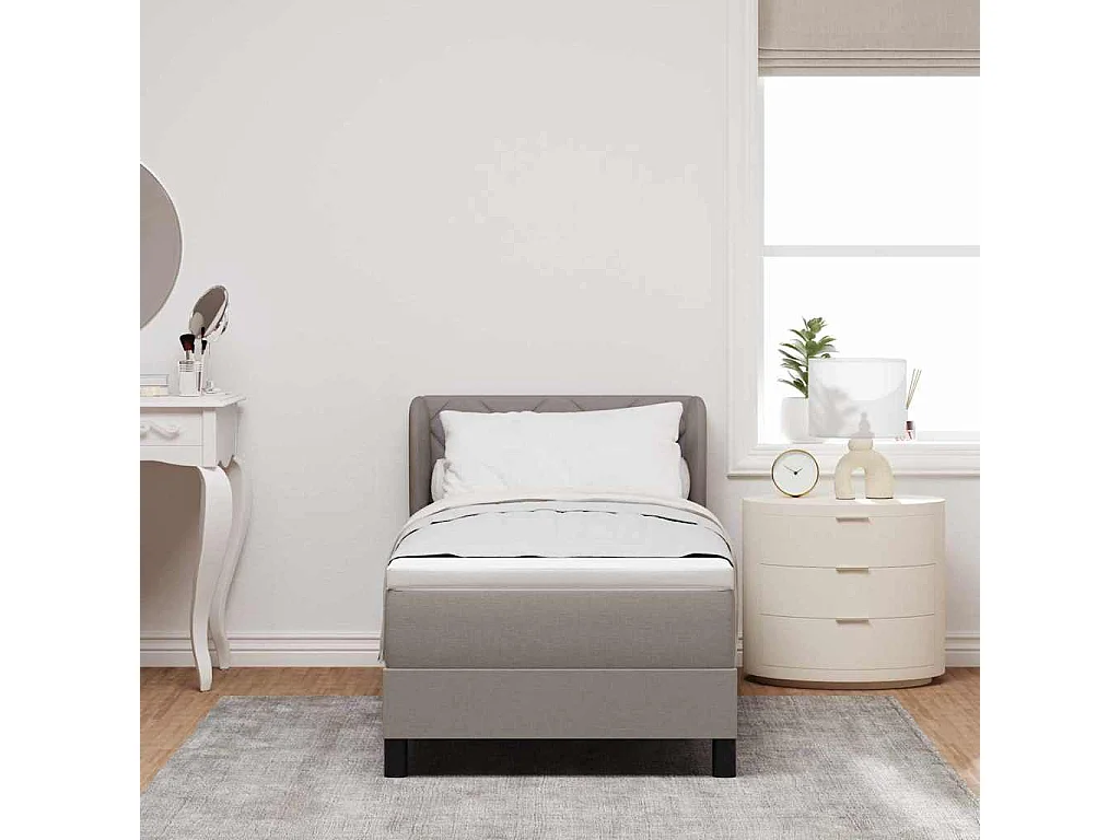 Cadre de lit avec matelas avec matelas Taupe 80 x 200 cm tissu