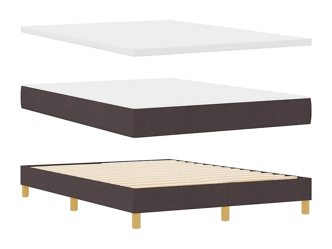 Cadre de lit Marron foncé et Blanc 160 x 200 cm tissu