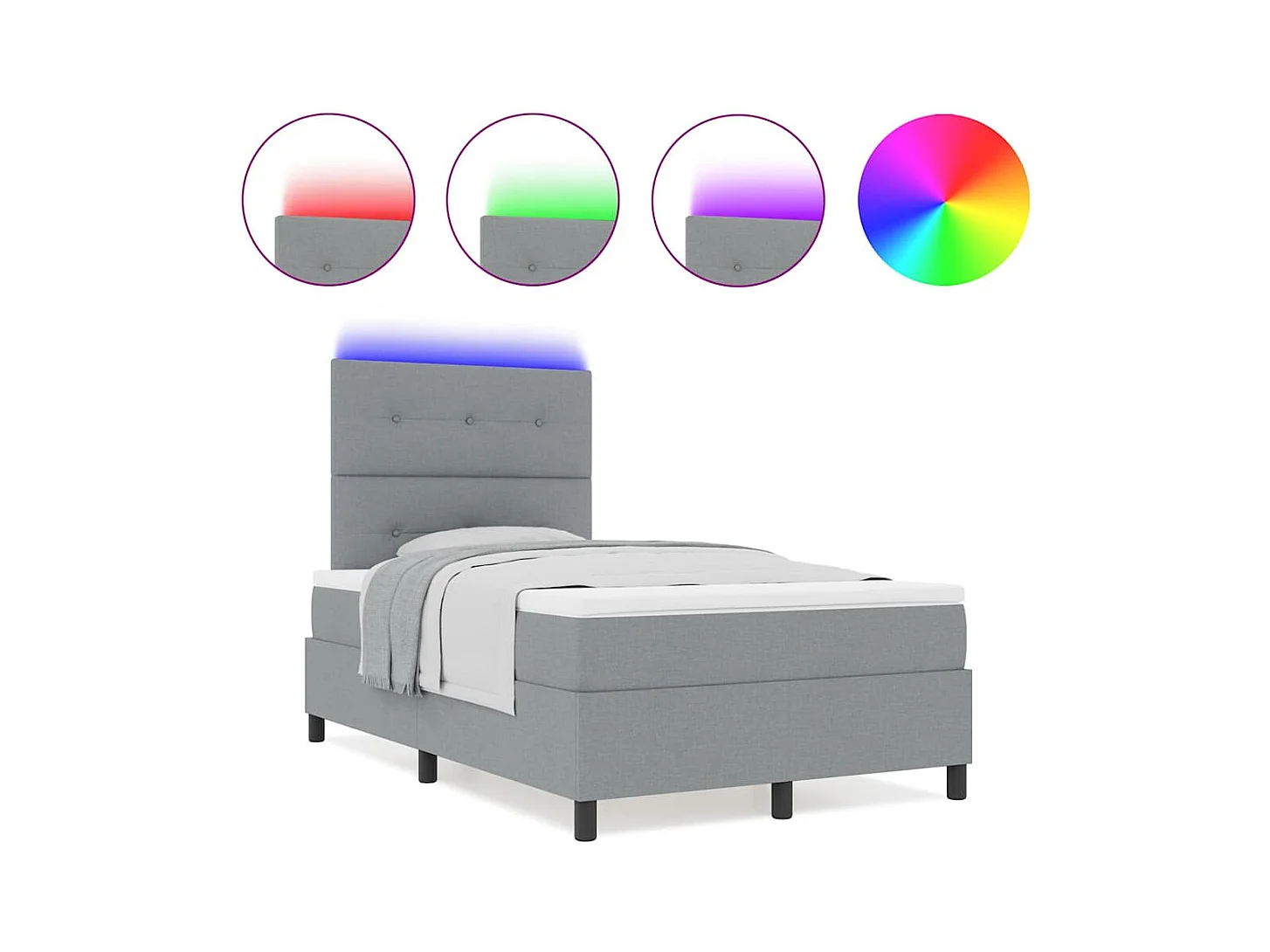 Cadre de lit avec matelas Gris clair 120 x 190 cm tissu