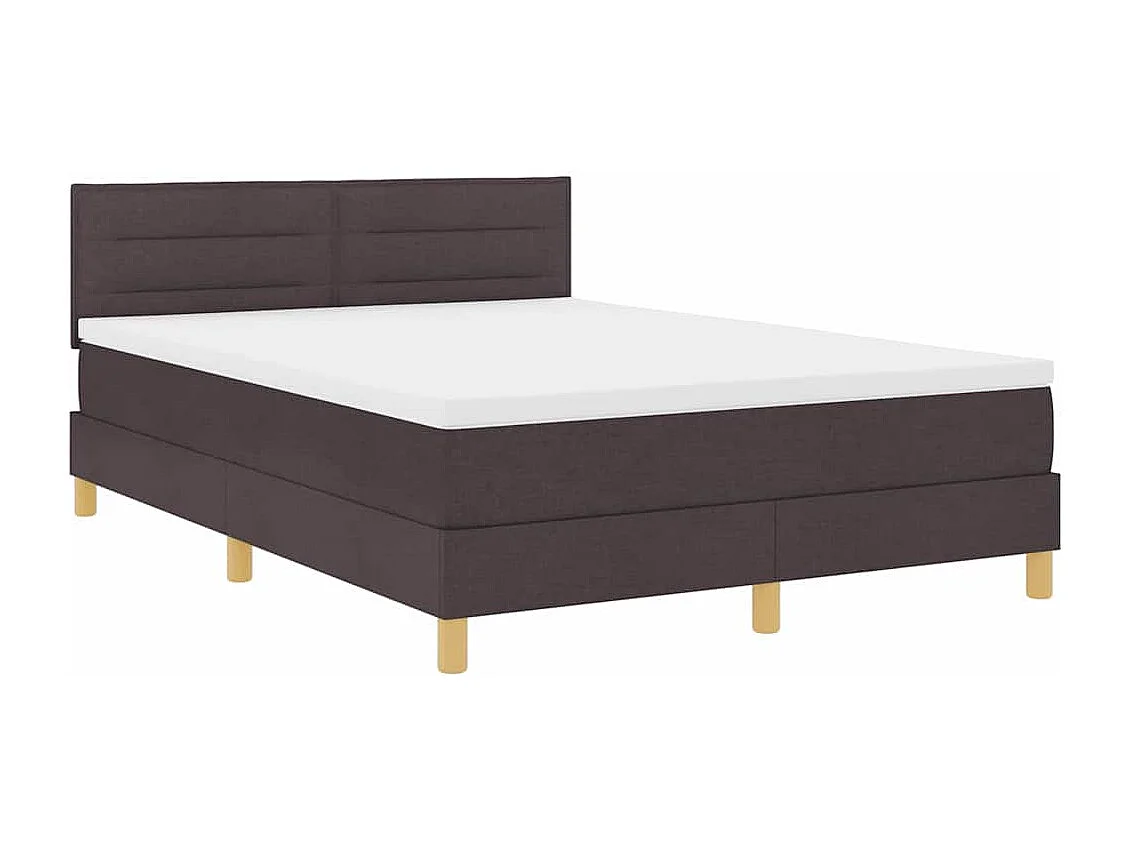 Cama box spring con colchón Marrón oscuro 140 x 200 cm tela