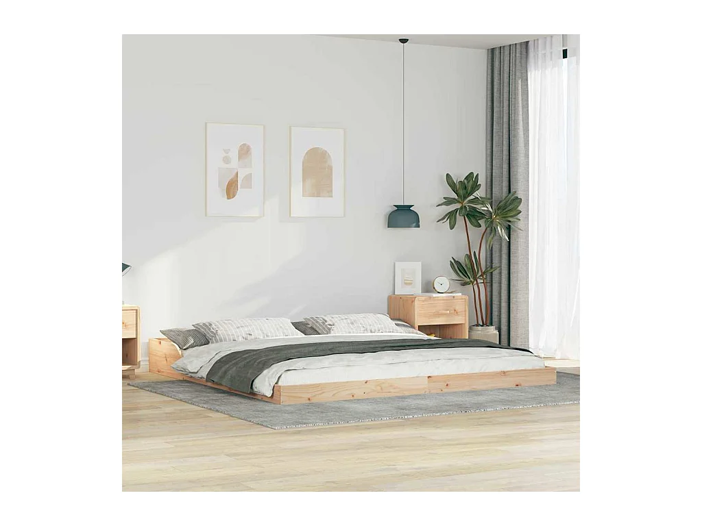 Estructura de cama Marrón 200 x 220 cm Madera maciza de pino