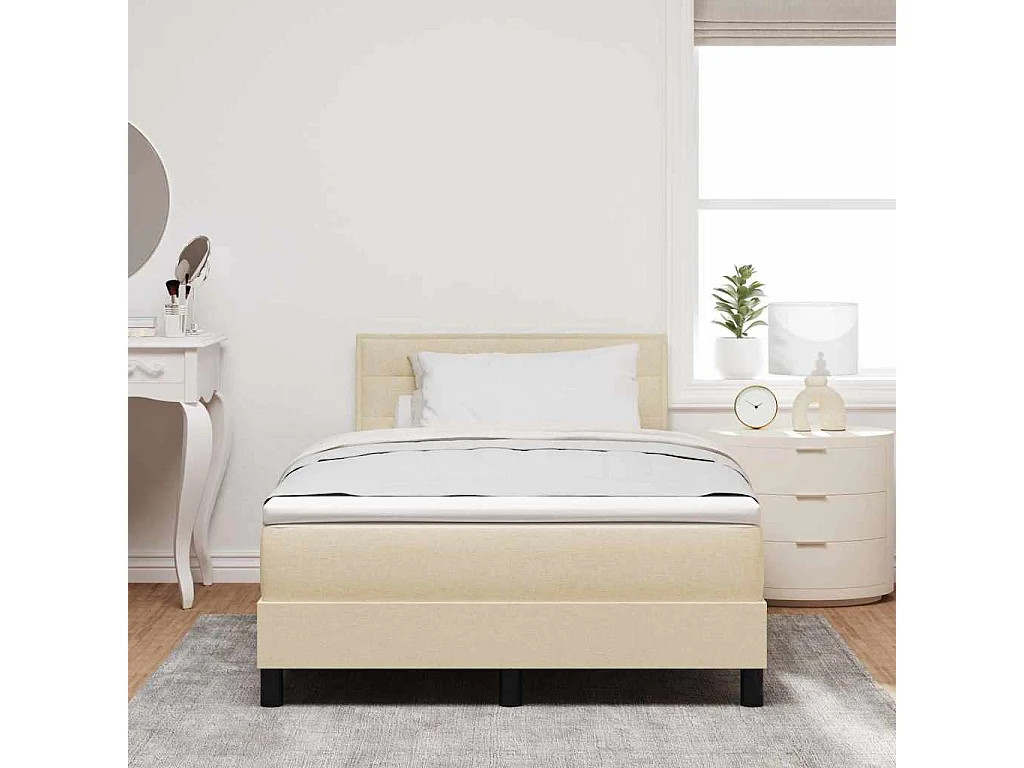 Cadre de lit avec matelas Crème 120 x 200 cm tissu