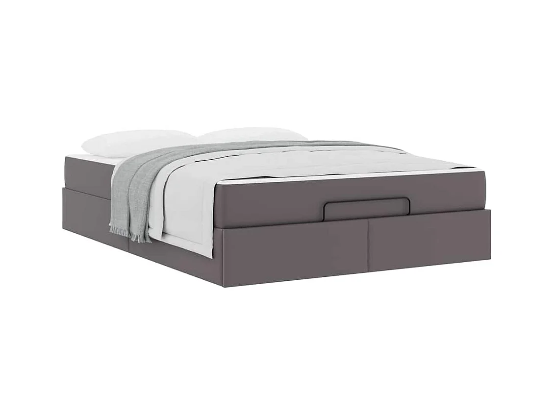 Cadre de lit avec matelas Gris 140 x 190 cm Faux cuir