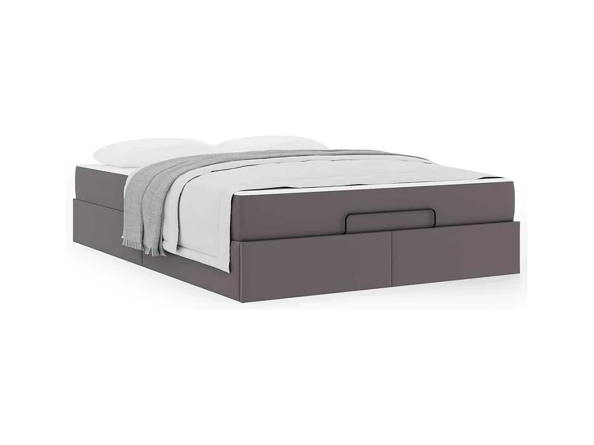 Cadre de lit avec matelas Gris 140 x 190 cm Faux cuir