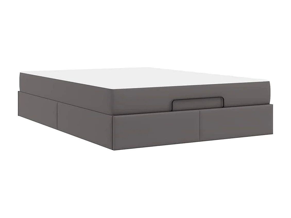 Cadre de lit avec matelas Gris 140 x 190 cm Faux cuir