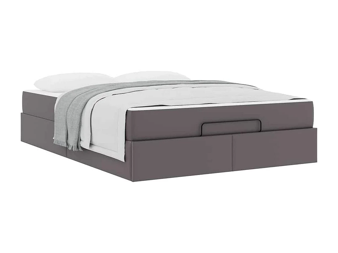 Cadre de lit avec matelas Gris 140 x 190 cm Faux cuir