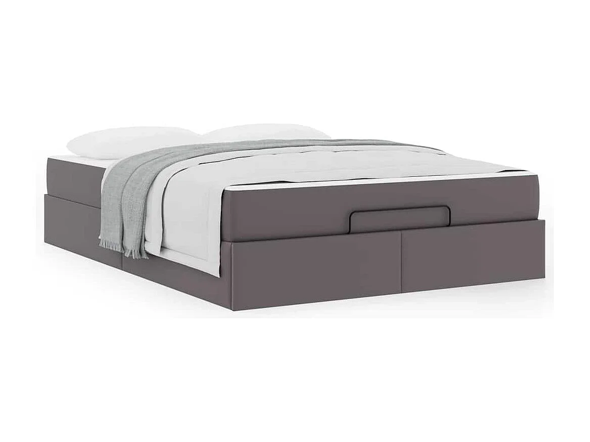 Cadre de lit avec matelas Gris 140 x 190 cm Faux cuir