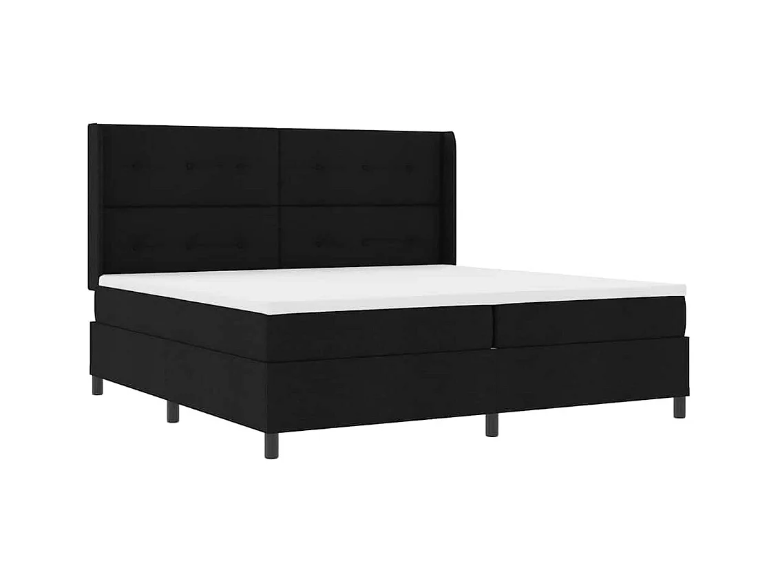 Cadre de lit avec matelas Noir 200 x 200 cm tissu