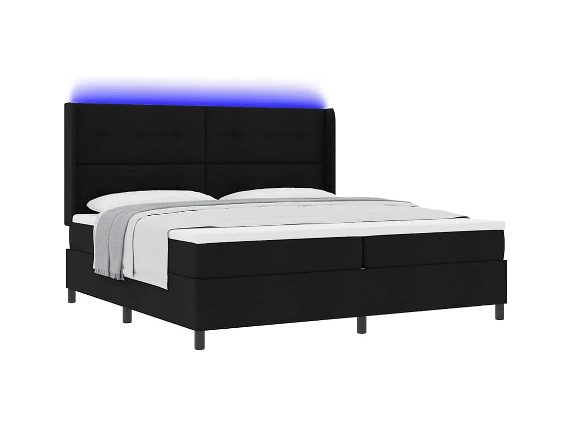 Cadre de lit avec matelas Noir 200 x 200 cm tissu