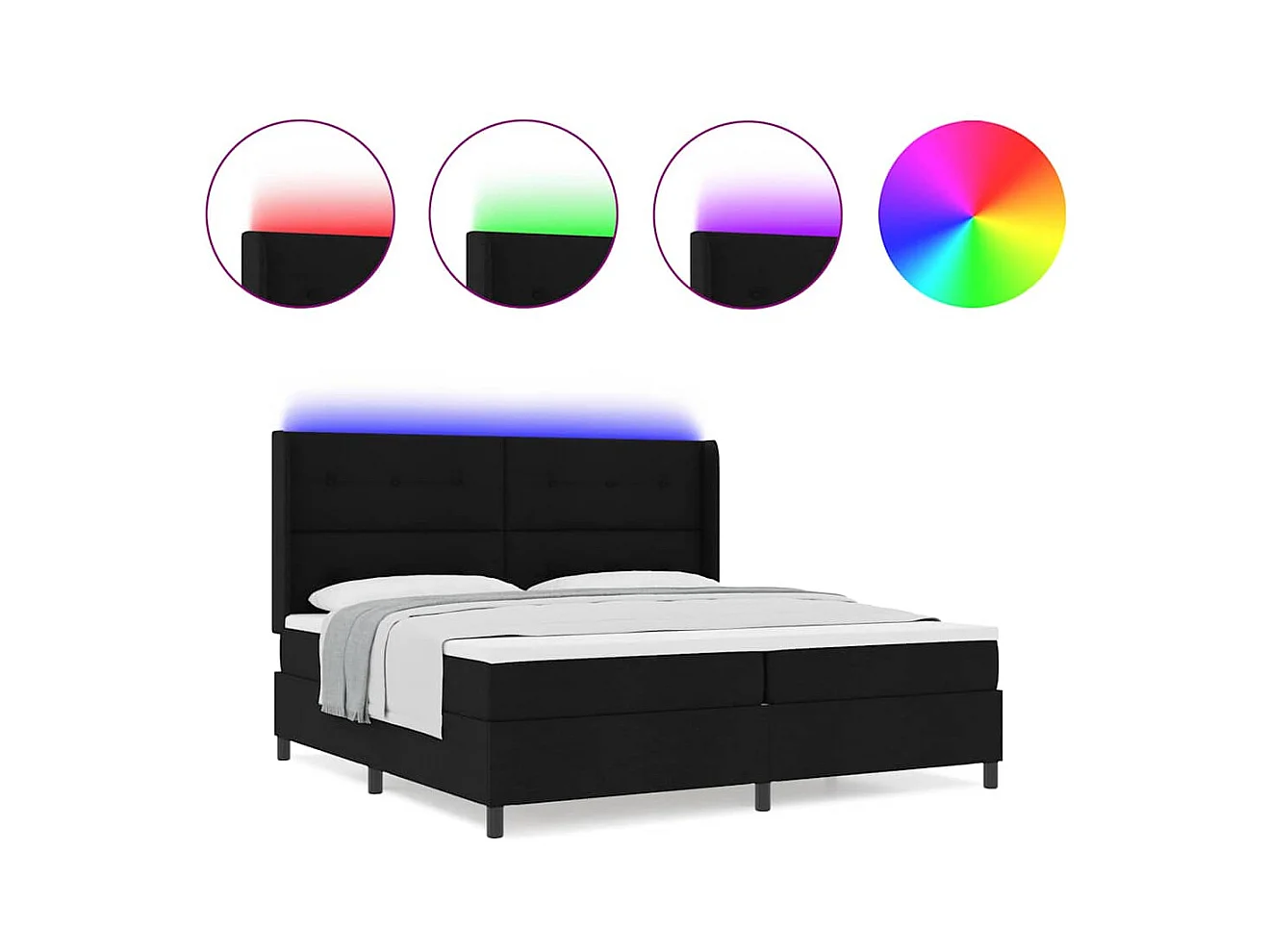 Cadre de lit avec matelas Noir 200 x 200 cm tissu