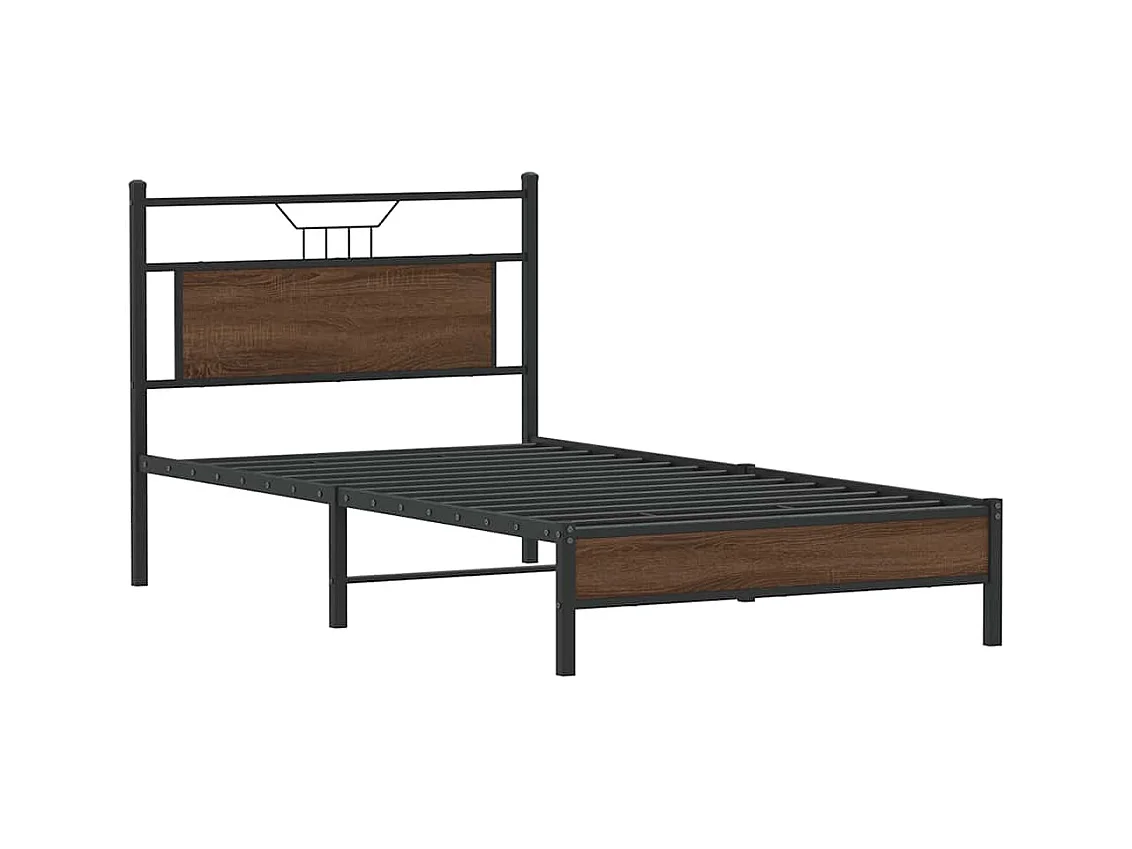 Estructura de cama sin colchón madera marrón roble 100x200 cm