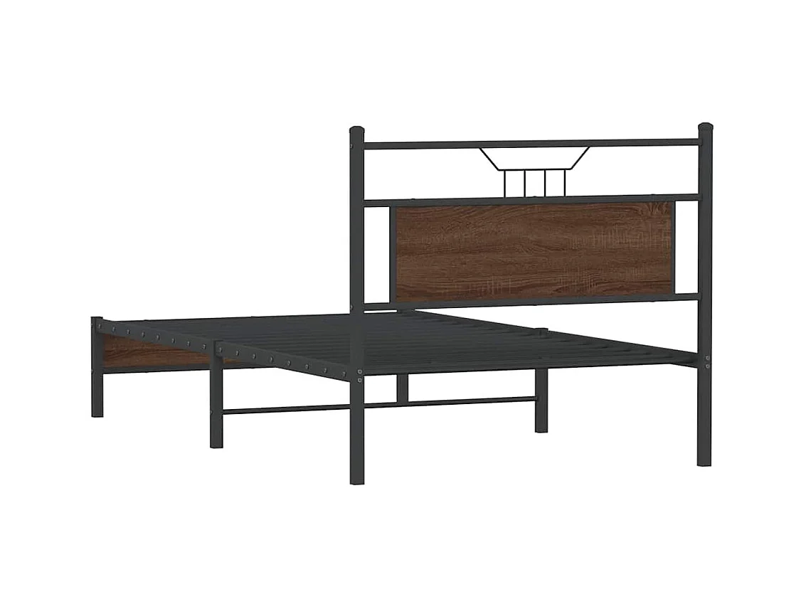 Estructura de cama sin colchón madera marrón roble 100x200 cm