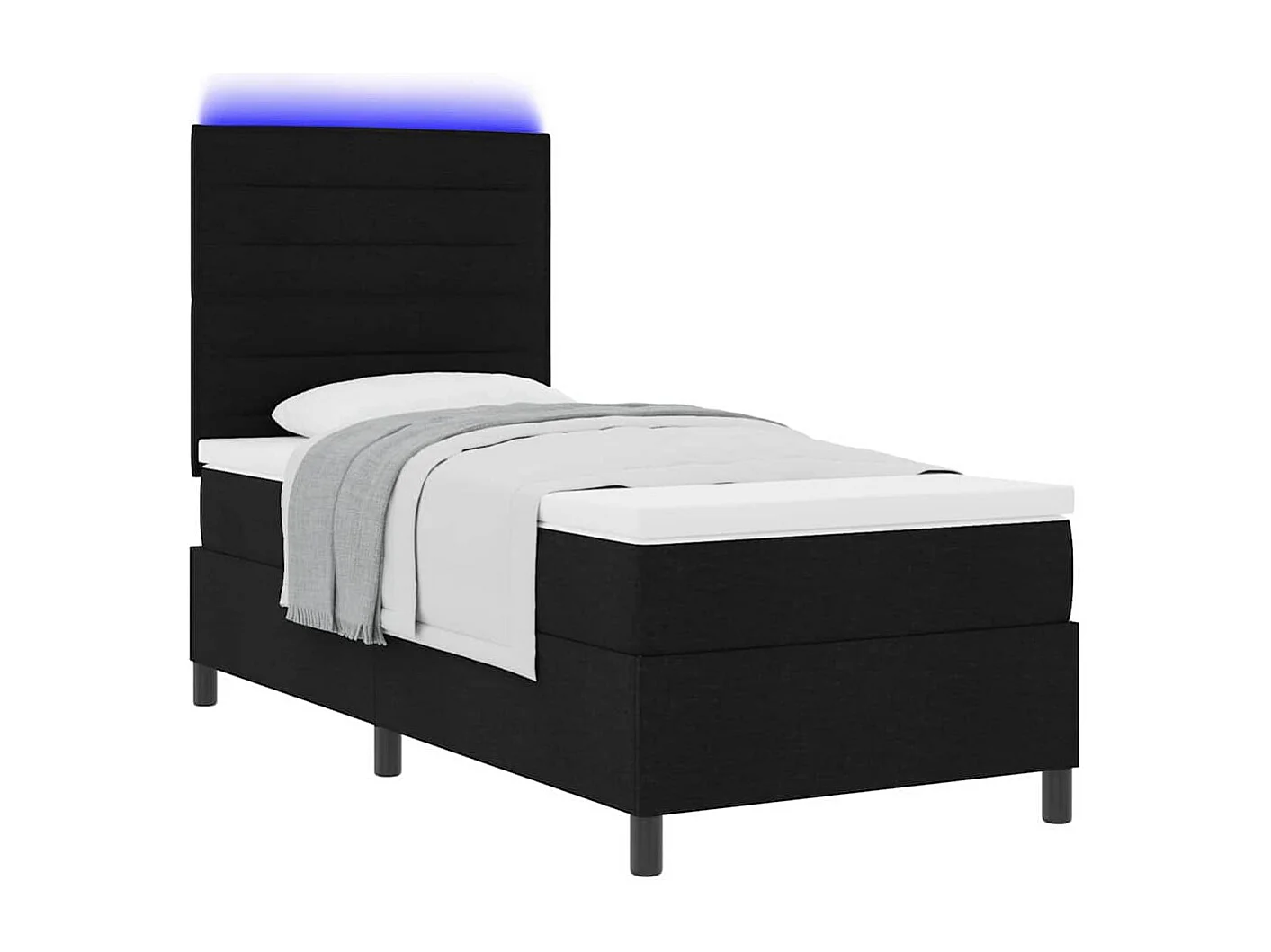 Cadre de lit avec matelas Noir 90 x 200 cm tissu