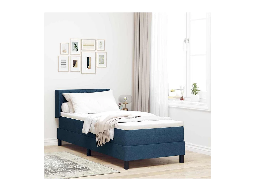 Cama box spring con colchón con colchón Azul 80 x 200 cm