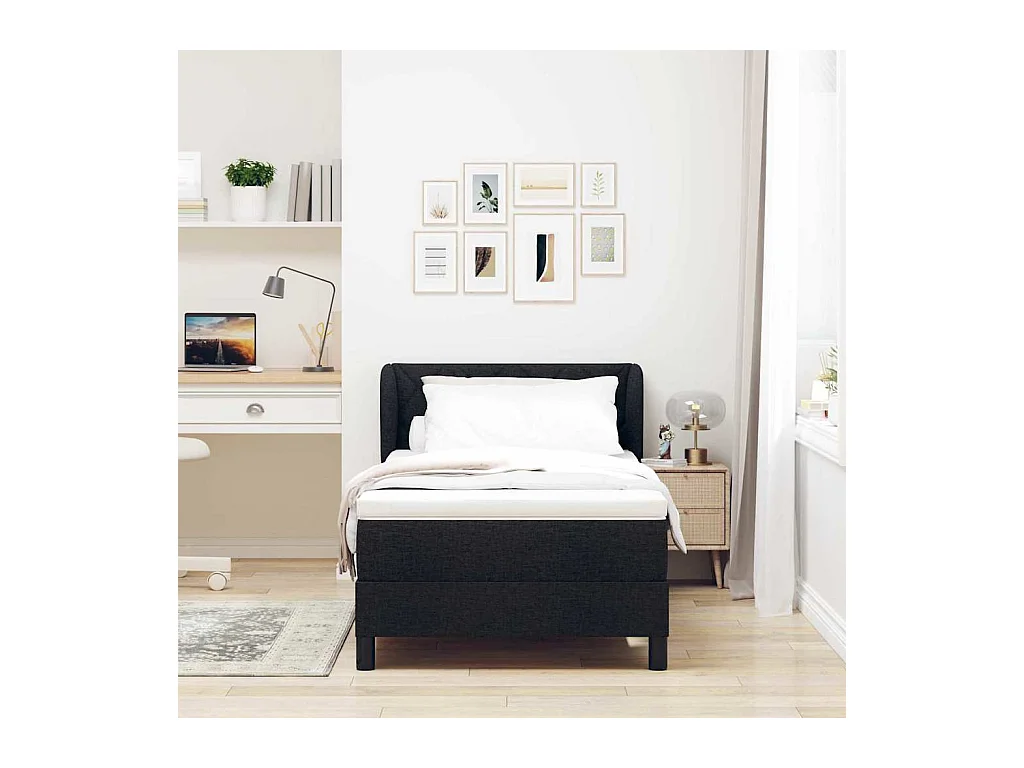 Boxspringbed met matras met matras Zwart 100 x 200 cm Stof