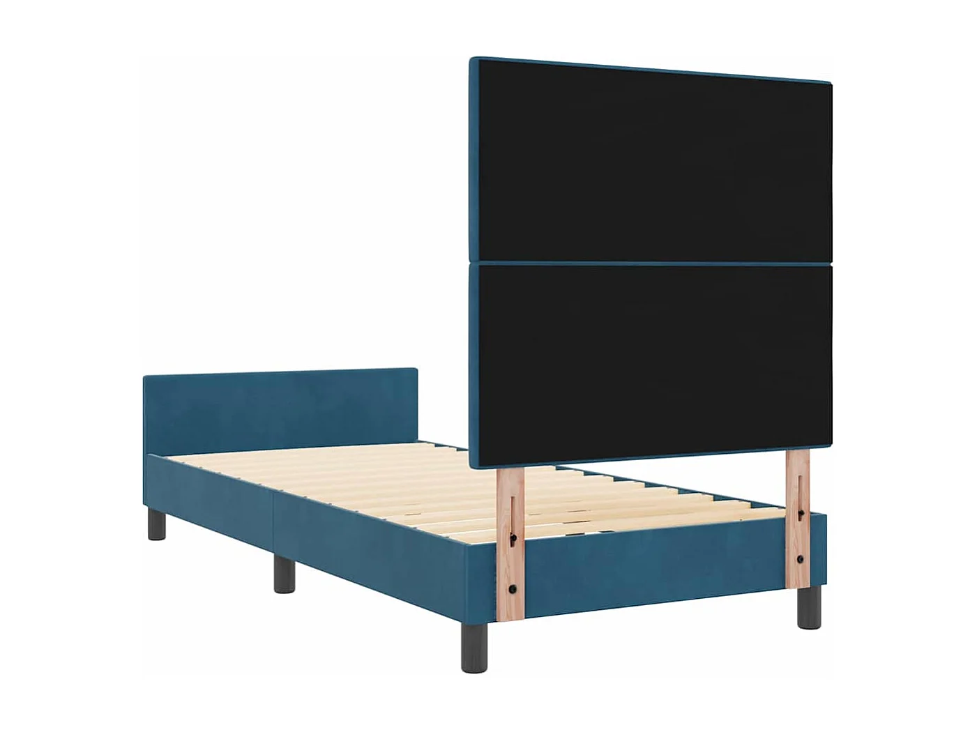 Cadre de lit avec tête de lit Bleu foncé 80 x 200 cm Velours