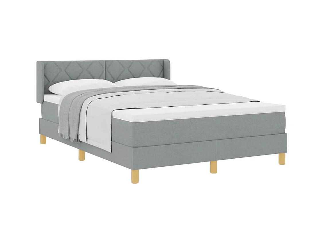 Cadre de lit avec matelas Gris clair 140 x 200 cm tissu