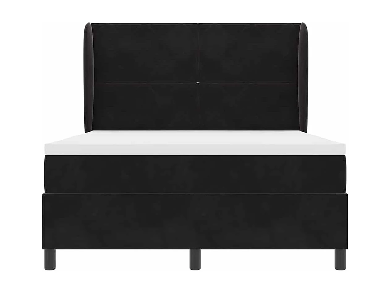 Cama tipo Box Spring con colchón Negro 140 x 200 cm Terciopelo
