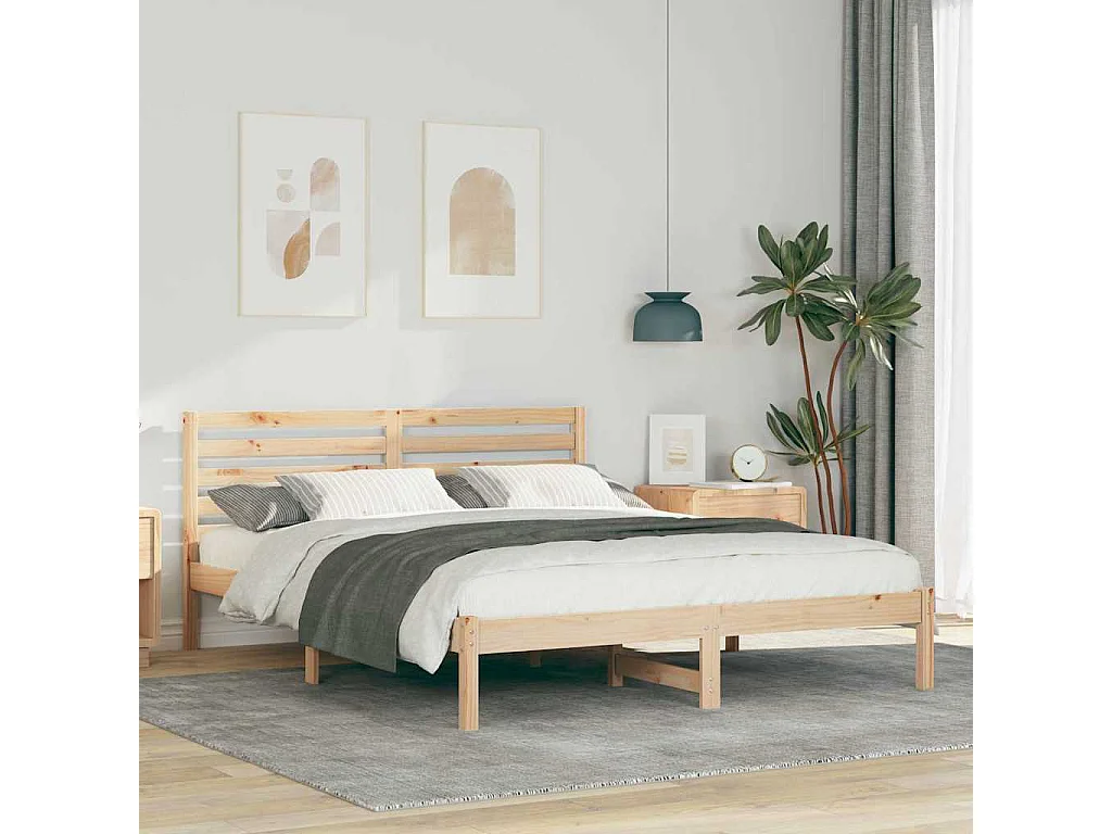 Estrutura da Cama Castanho 140 x 200 cm Madeira de pinho maciça