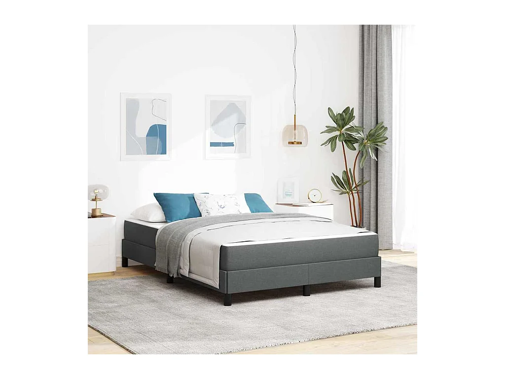 Cama tipo Box Spring con colchón Gris oscuro 140 x 190 cm tela
