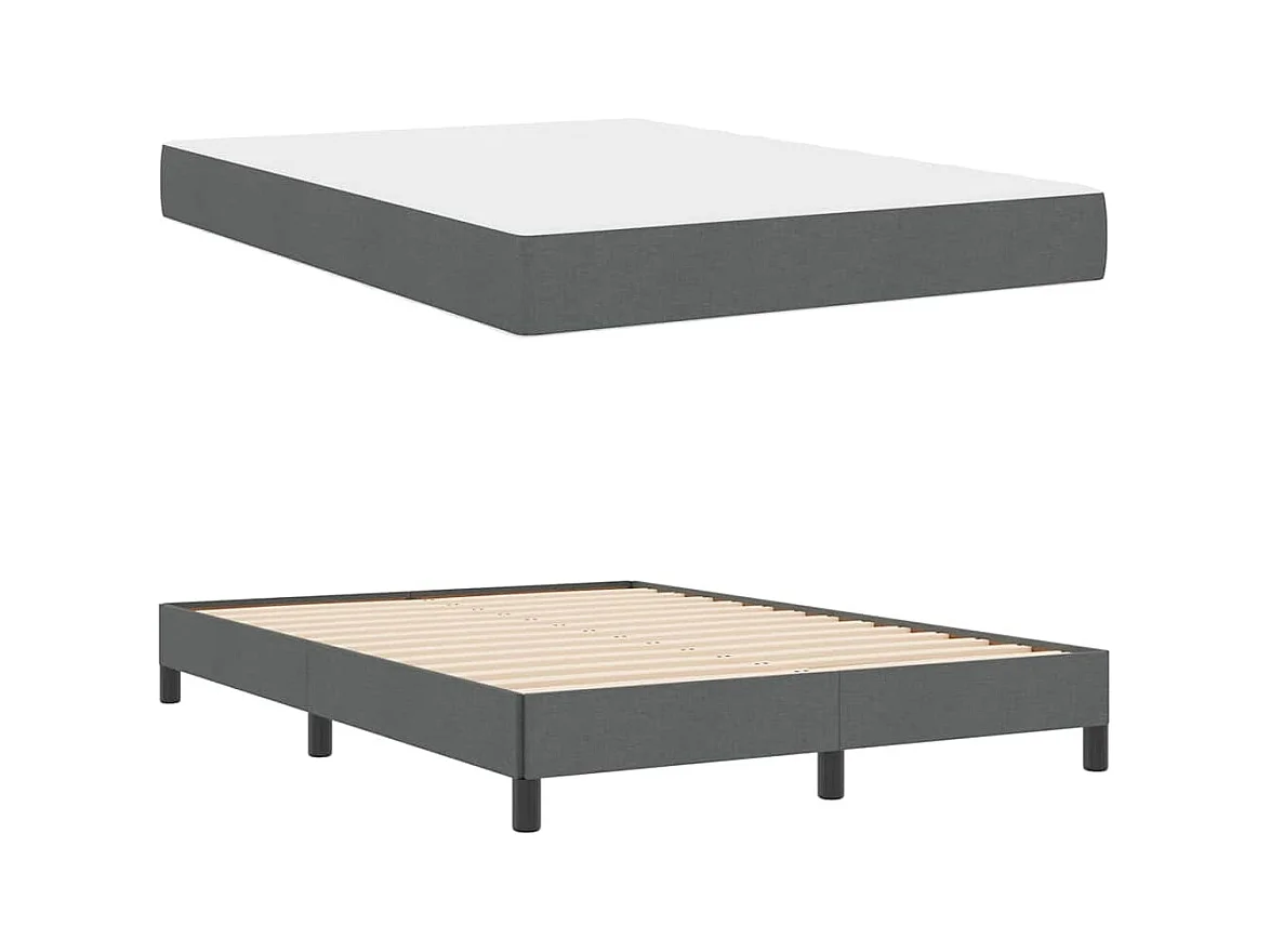 Cama tipo Box Spring con colchón Gris oscuro 140 x 190 cm tela