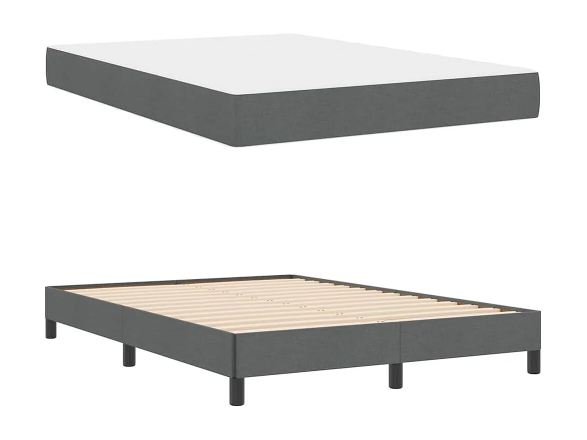 Cama Box com colchão Cinzento escuro 140 x 190 cm tecido
