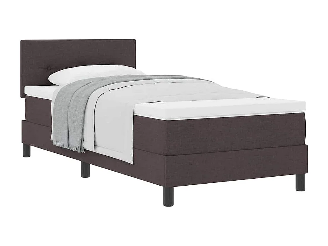Cama box spring con colchón Marrón Oscuro 90 x 200 cm tela