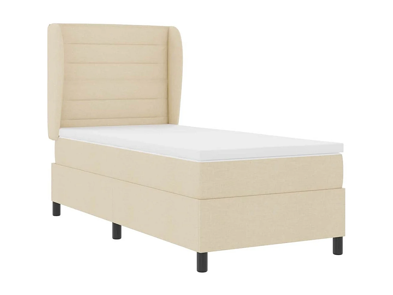 Cama Box com colchão com cabeceira Creme 80 x 200 cm tecido