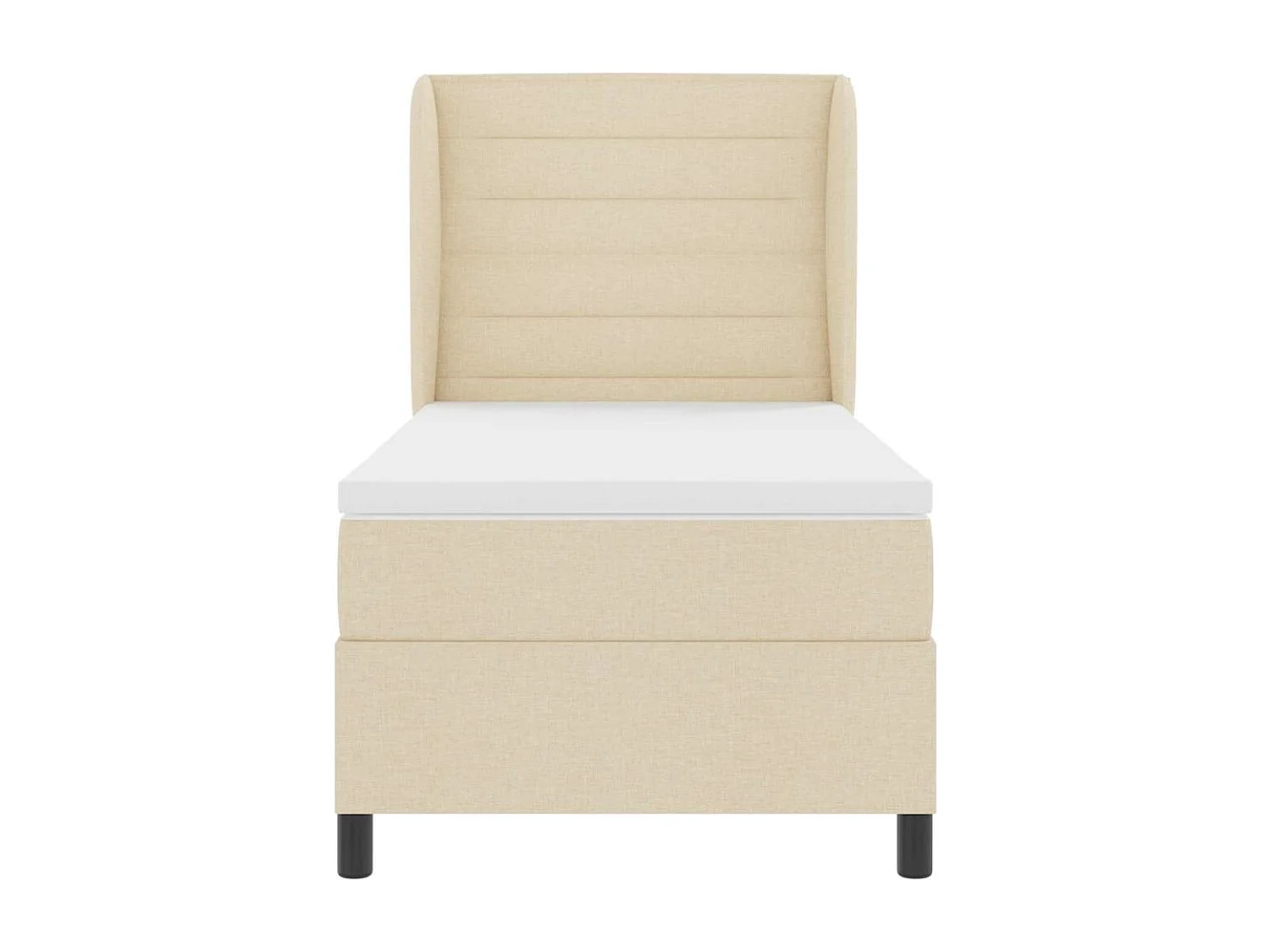 Cama Box com colchão com cabeceira Creme 80 x 200 cm tecido