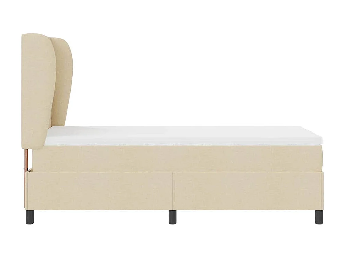 Cama Box com colchão com cabeceira Creme 80 x 200 cm tecido