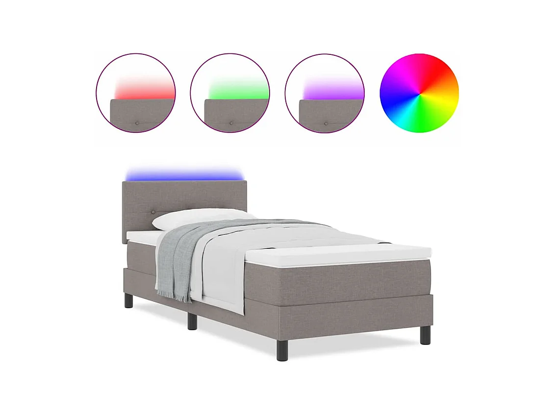 Cadre de lit avec matelas Taupe 80 x 200 cm tissu