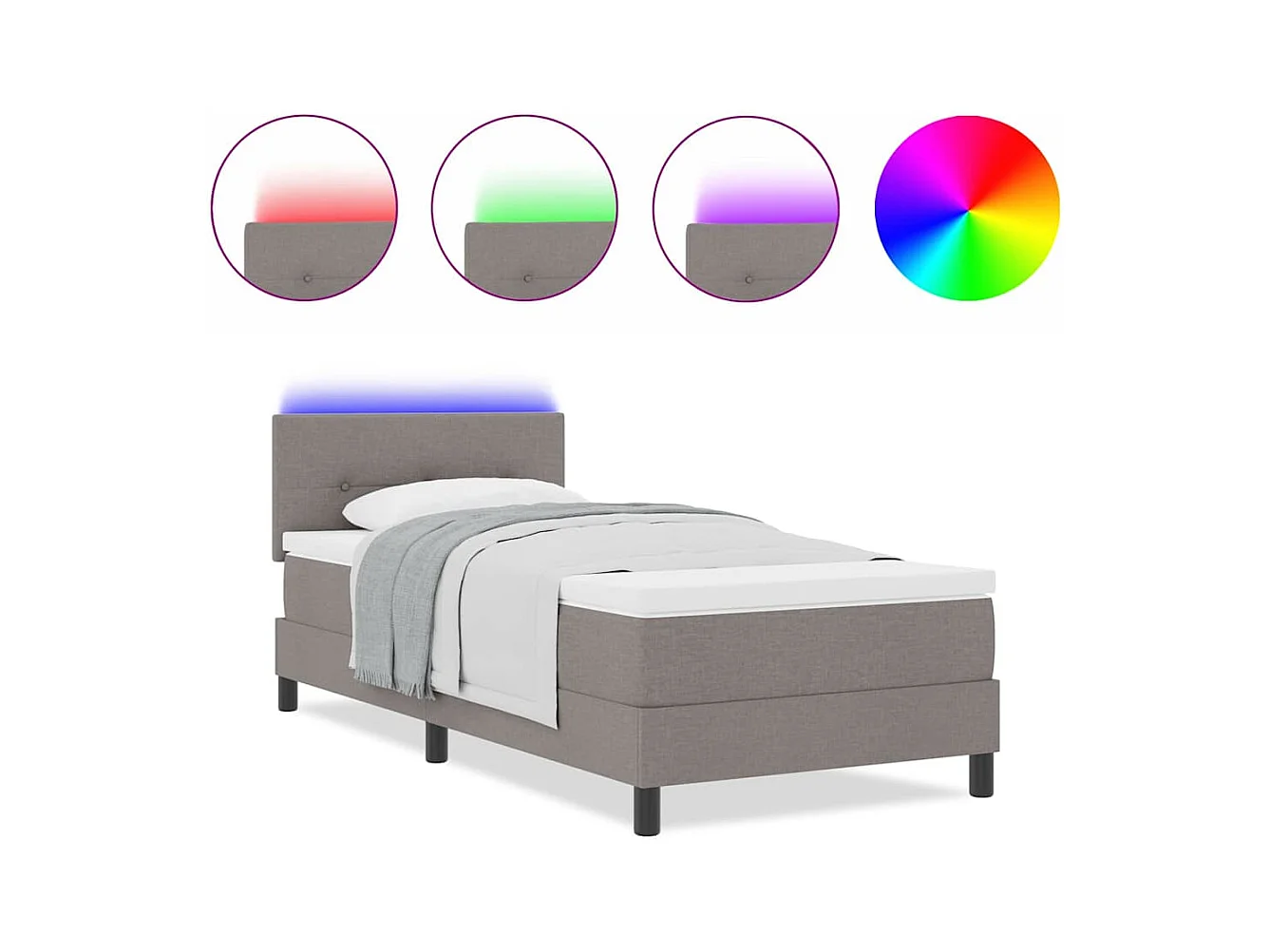 Cadre de lit avec matelas Taupe 80 x 200 cm tissu