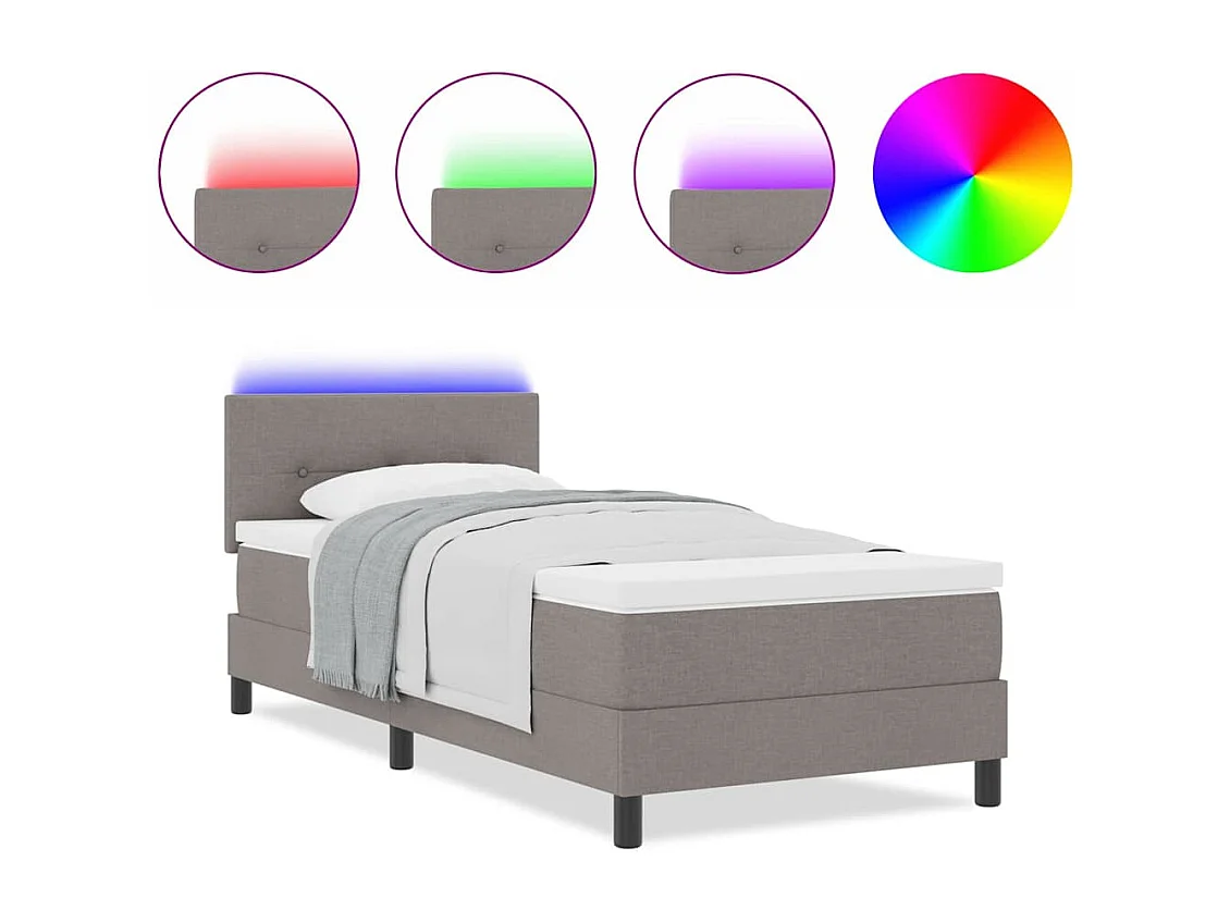 Cadre de lit avec matelas Taupe 80 x 200 cm tissu