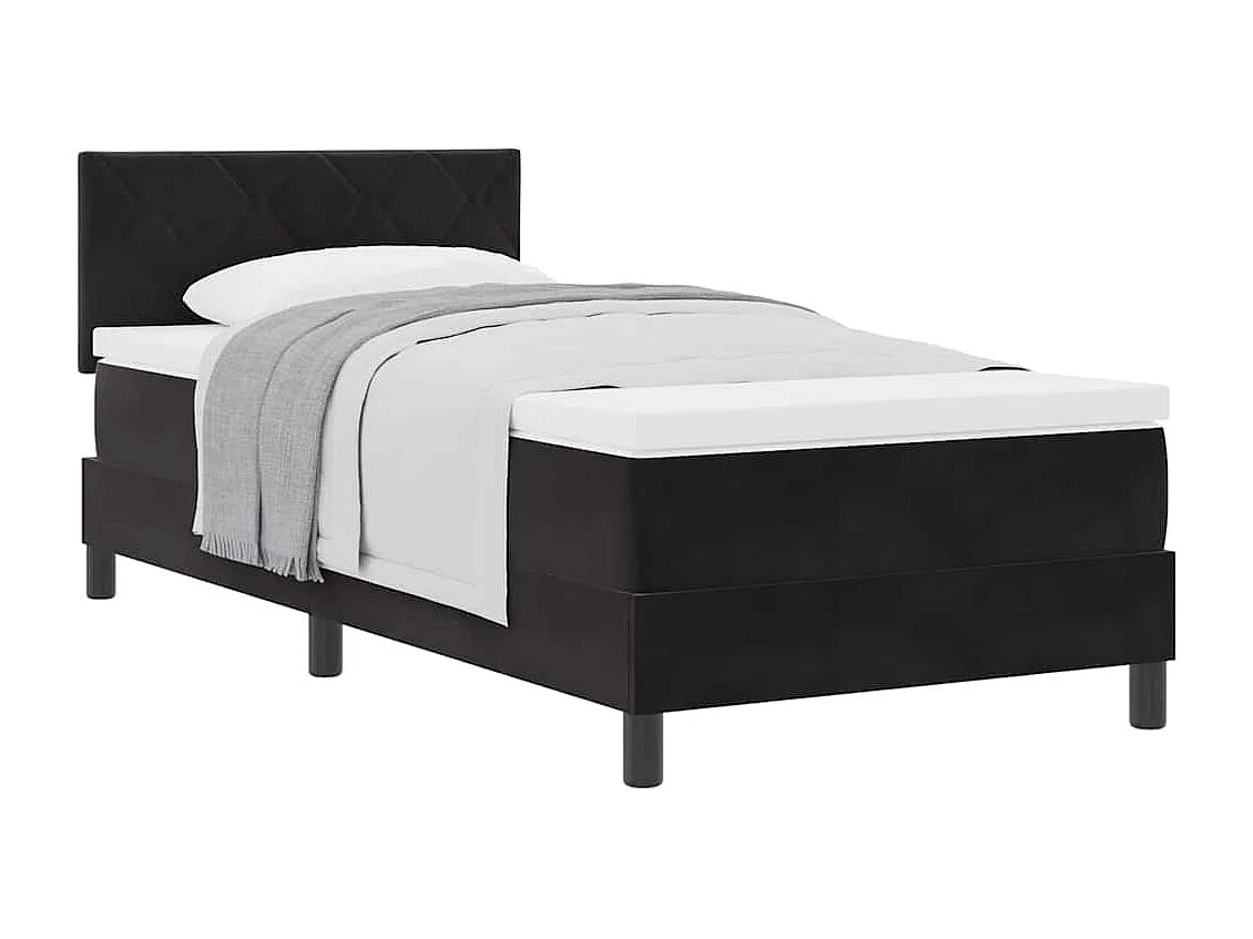 Cadre de lit avec matelas avec matelas Noir 90 x 190 cm tissu