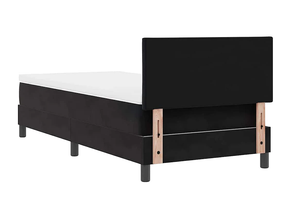 Cadre de lit avec matelas avec matelas Noir 90 x 190 cm tissu