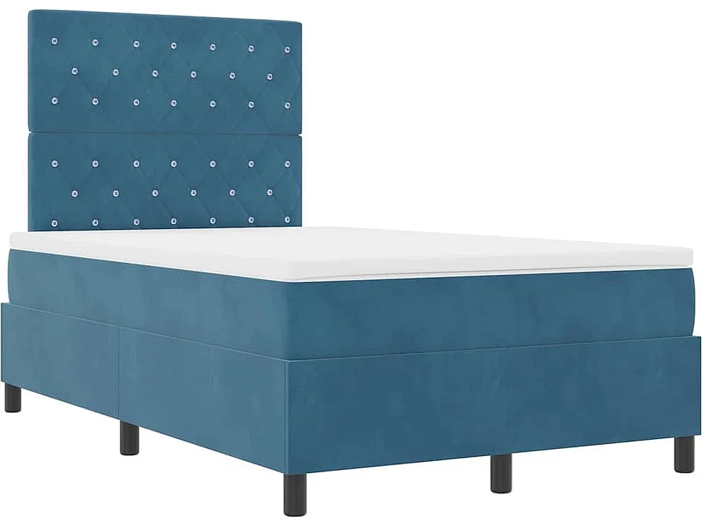 Cadre de lit avec matelas Bleu foncé 120 x 200 cm Velours
